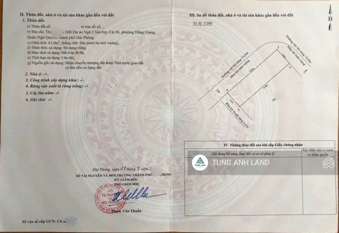 Cần bán gấp lô góc 63m2 hoa hậu lô 20B Lê Hồng Phong sau Lạc Hồng