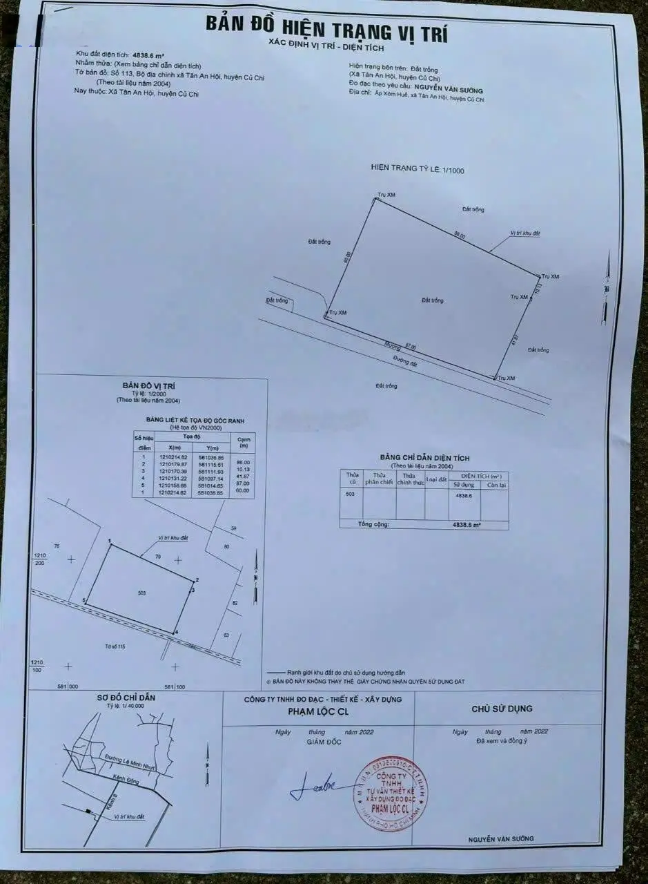 Bán đất hẻm 4m đường kênh 19 X. Tân An Hội Củ chi giá 5,8 tỷ - 4838,6m2