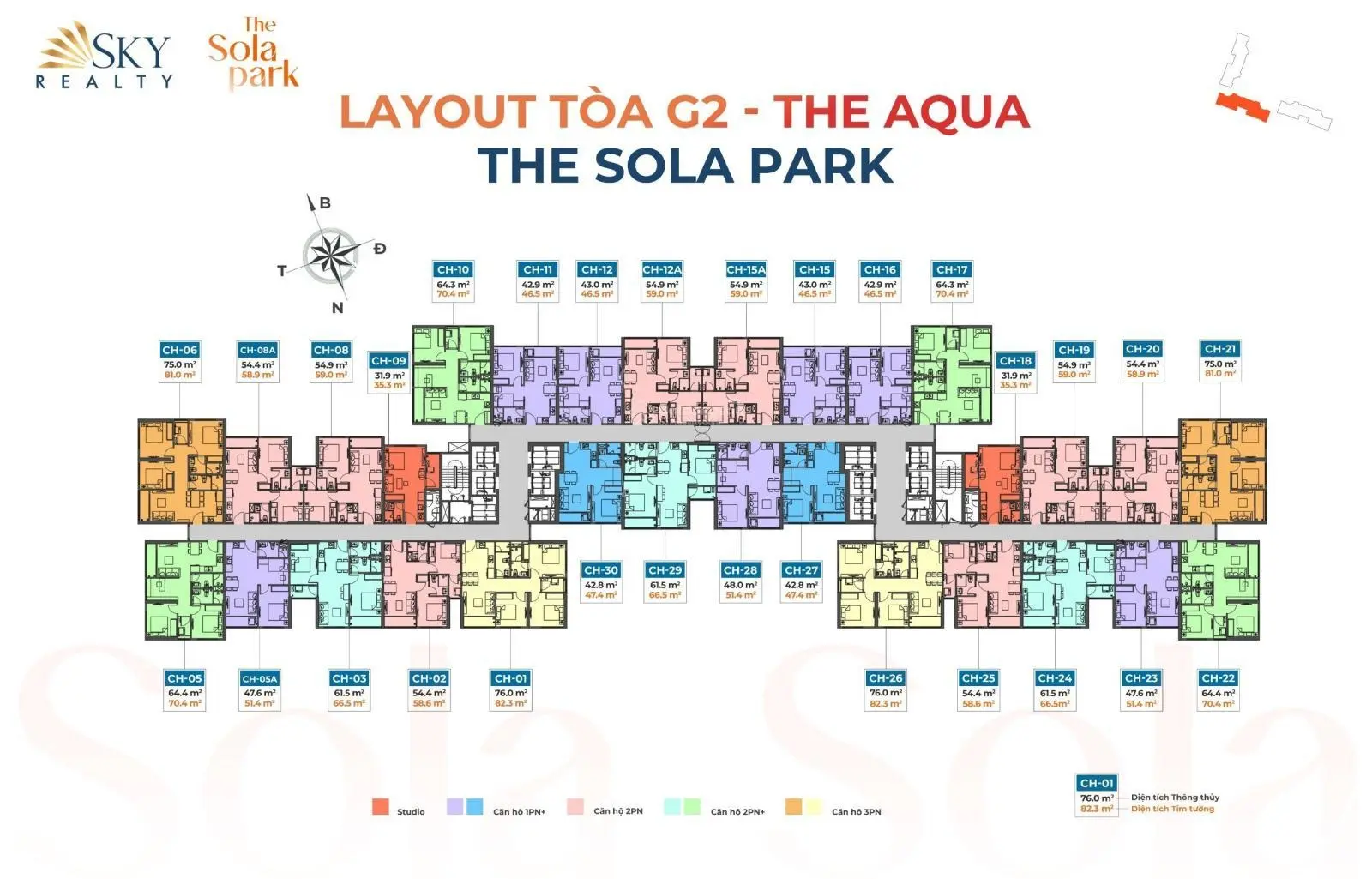 Booking nhận chiết khấu tòa G2 - The Aqua dự án The Sola Park