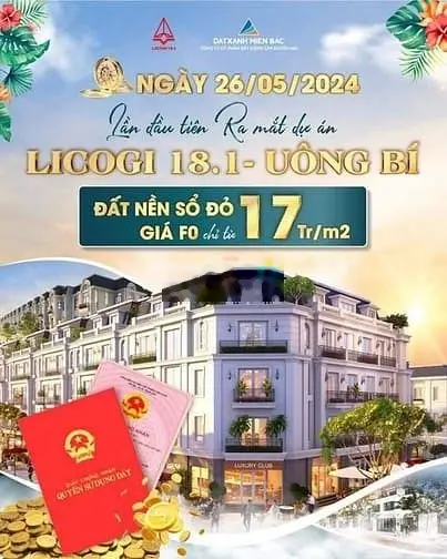 Đất nền sổ đỏ không phải xây Licogi 18.1 Uông Bí giá F0 trực tiếp CĐT