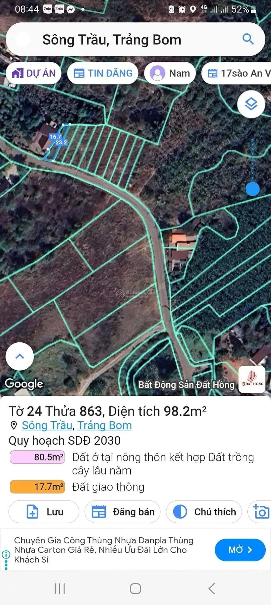Đất nền sông trầu 650tr/nền lh 0933 738 ***