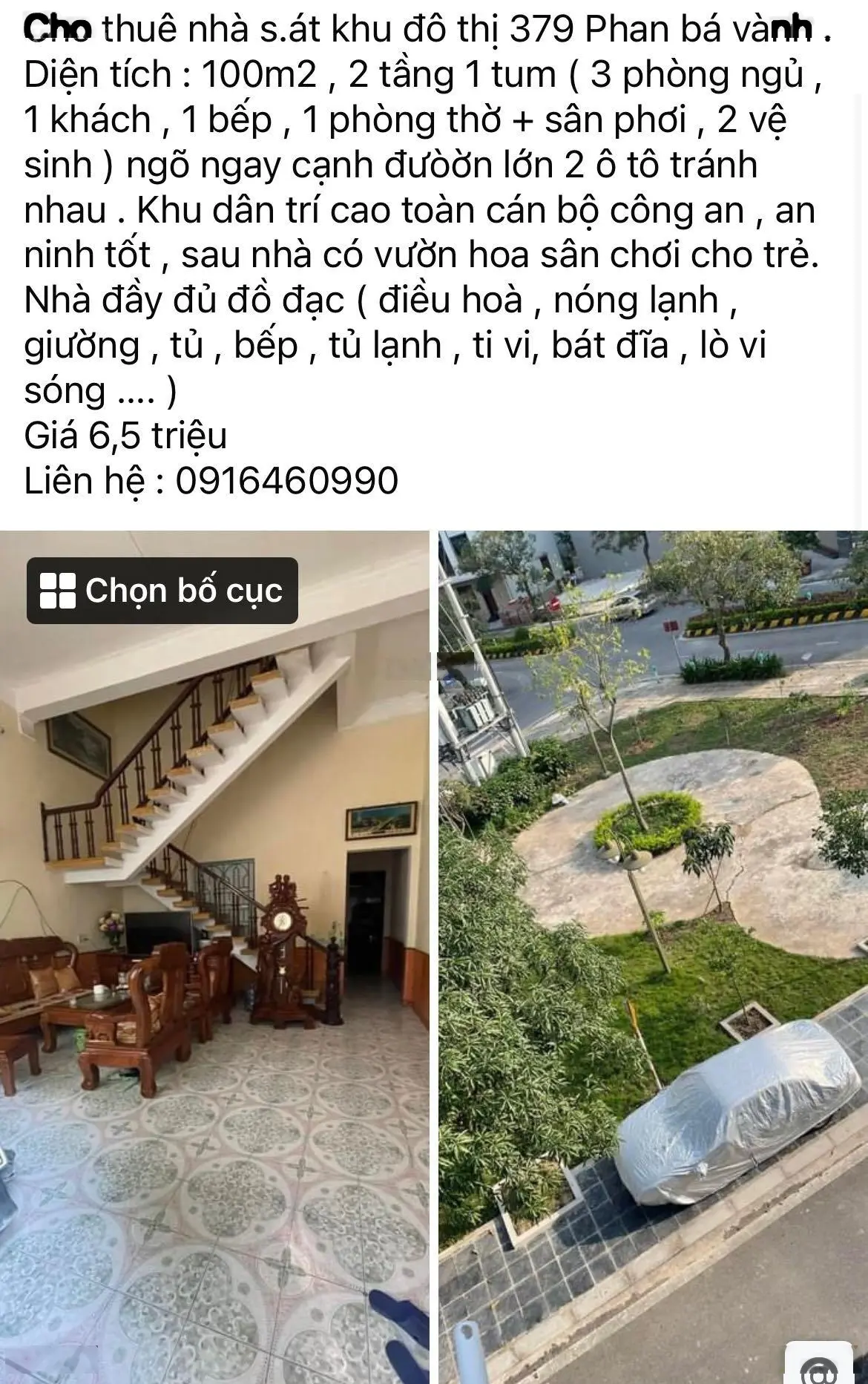 Bán nhà 2 mặt ngõ to oto tránh nhau, dân trí cao CB công an ở ,mặt vườn hoa KĐT 379 Phan Bá Vành TB