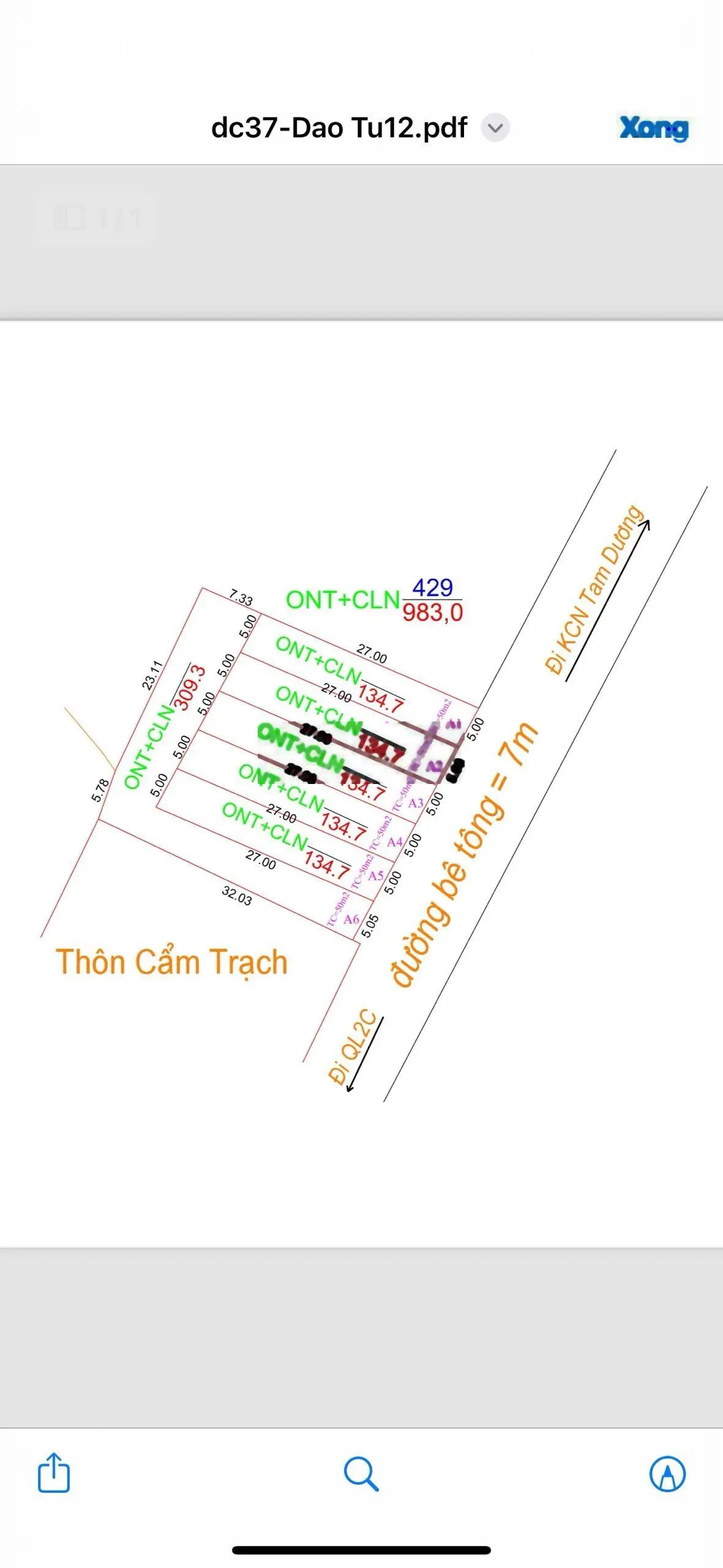 Bán đất trục chính thôn Cẩm Trạch, Đạo Tú, Tam Dương, Vĩnh Phúc. Diện tích 134,5m2, giá 720 triệu