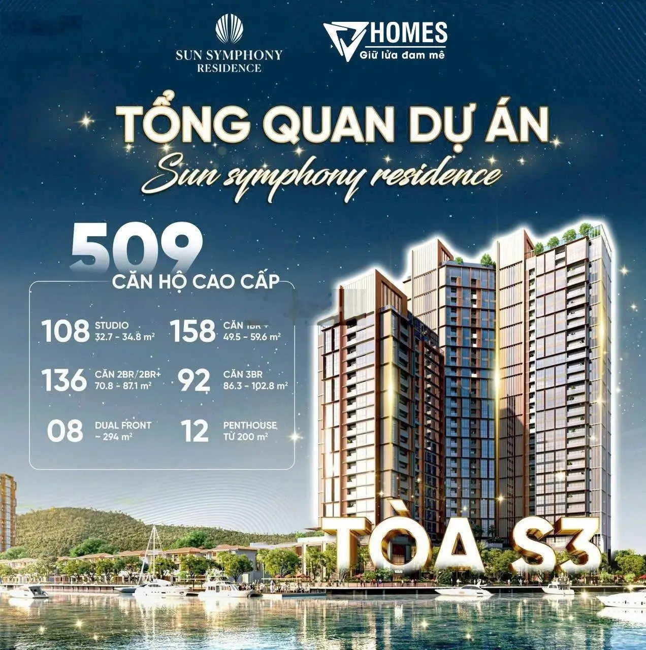 Căn hộ 3 PN view sông Hàn tòa S3 Sun Symphony, chỉ 5.2 tỷ/87m2 (giá full 100%), có hỗ trợ vay NH.