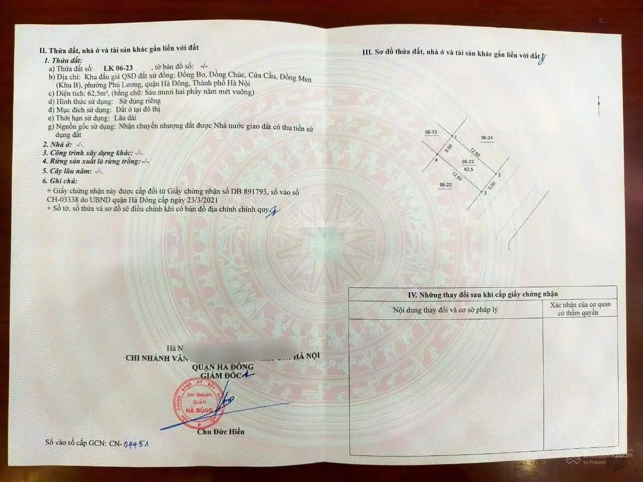 Chính chủ gửi bán thửa đất view công viên đấu giá Đồng Bo Đồng Chúc - Phú Lương - Hà Đông