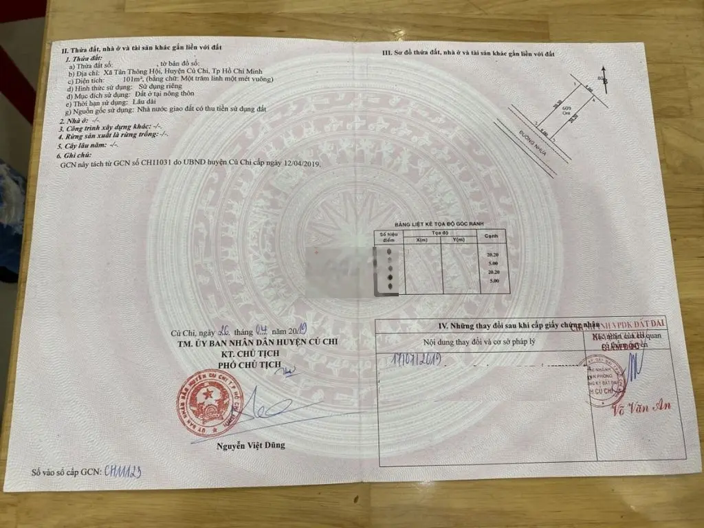 Chủ gửi bán đất 101m2 giá 1tỷ250 đường Nguyễn Thị Nhúng Tân Thông Hội