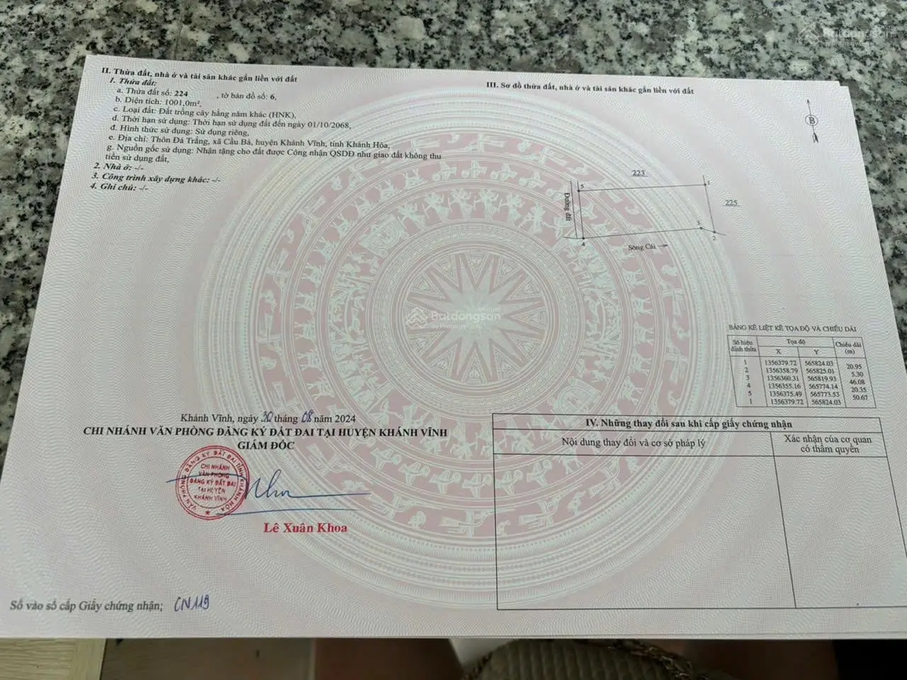 Bán đất giáp Sông Cái và Quốc lộ 27C đi từ Nha Trang lên TP Đà Lạt