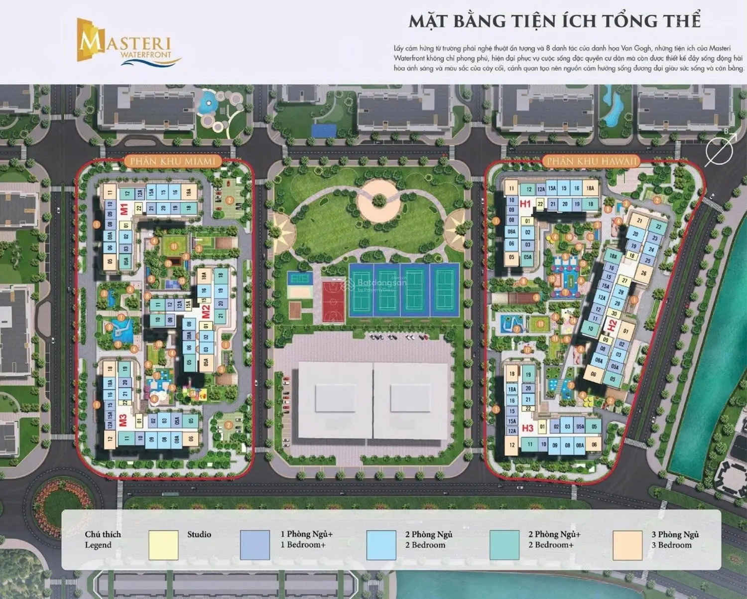 Bán căn hộ 1PN + toà H2 view công viên trung tâm, sân tennis giá 3,13 tỷ