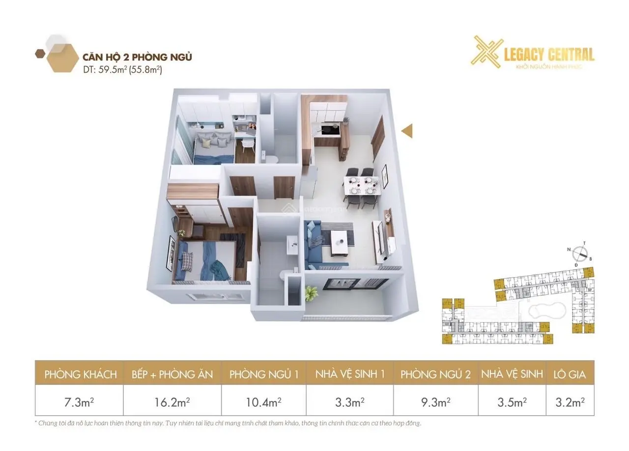 Căn hộ giá gốc chủ đầu tư - dọn vào ở ngay - liền kề kcn vsip 1 - 2 phòng ngủ - 1 tỷ 766 triệu