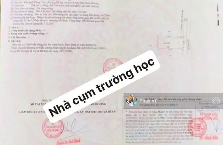 Bán 2 căn nhà ngang 10m, cụm trường học Cấp 1,2 Dĩ An.