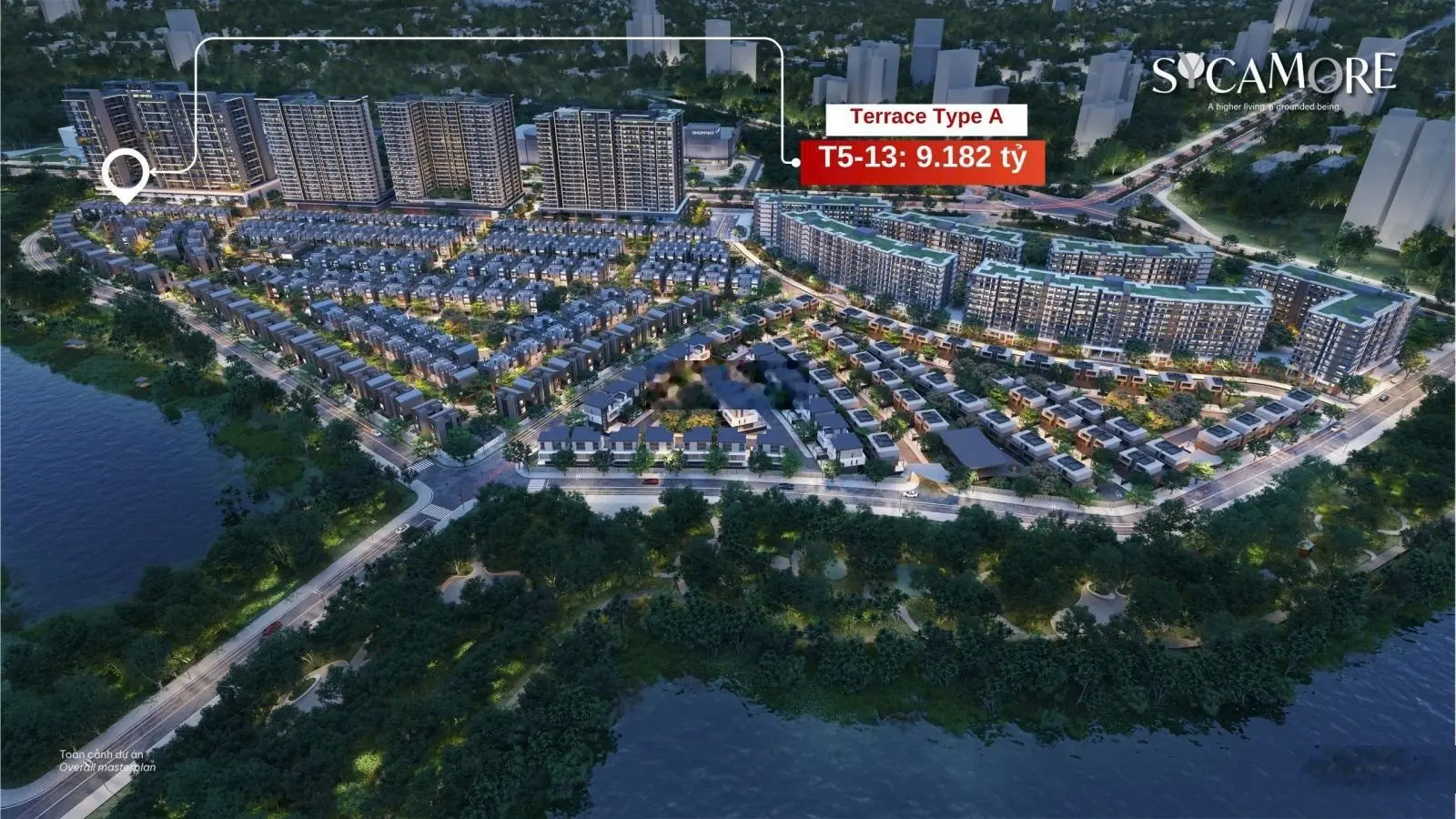 Bán nhà phố Sycamore Bình Dương, 9,182 tỷ, 90m2, view đẹp