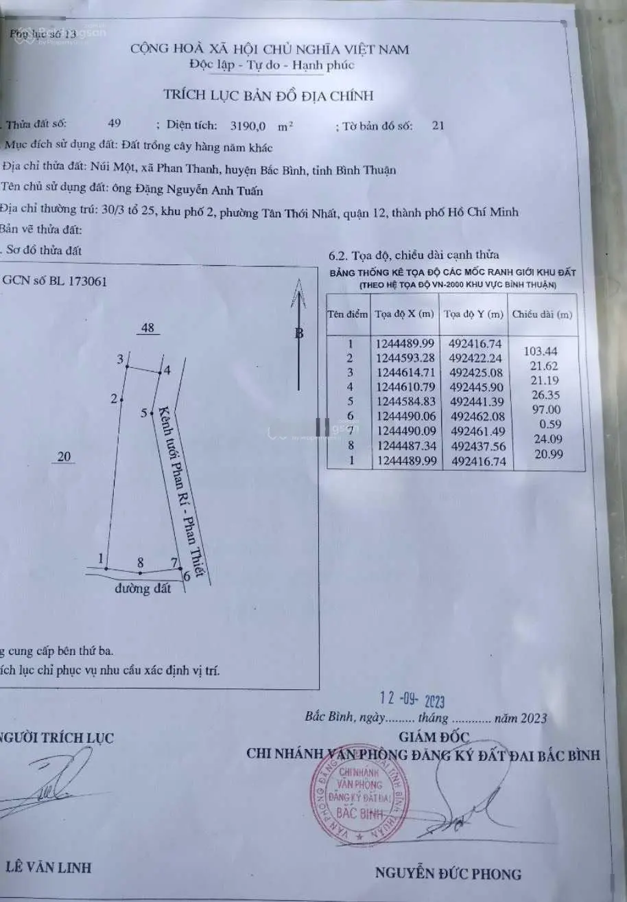 Gia đình cần bán nhanh sổ 3190m2 mặt tiền 150m