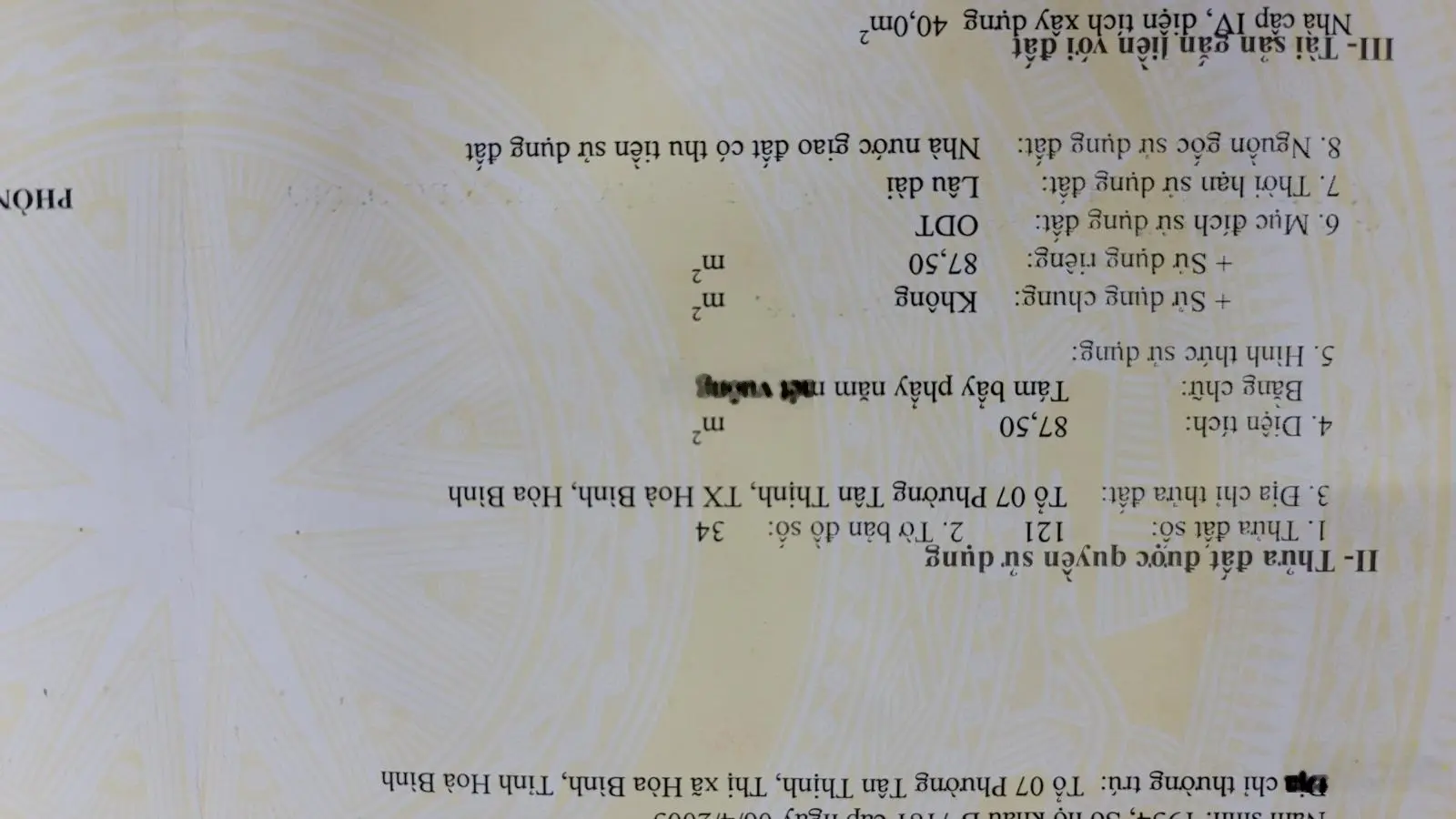 BÁN ĐẤT TẠI ĐƯỜNG TIỂU KHU 10, phường Tân Thịnh, T.p Hòa Bình