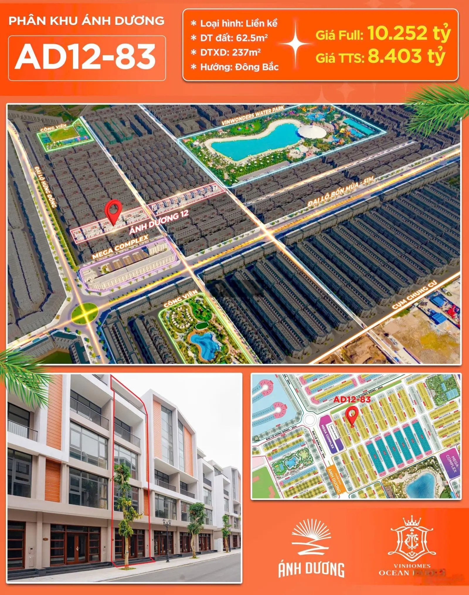 Bán Liền Kề Giá tốt chính sách ưu đãi cao phân khu ánh dương dự án vinhomes ocp3