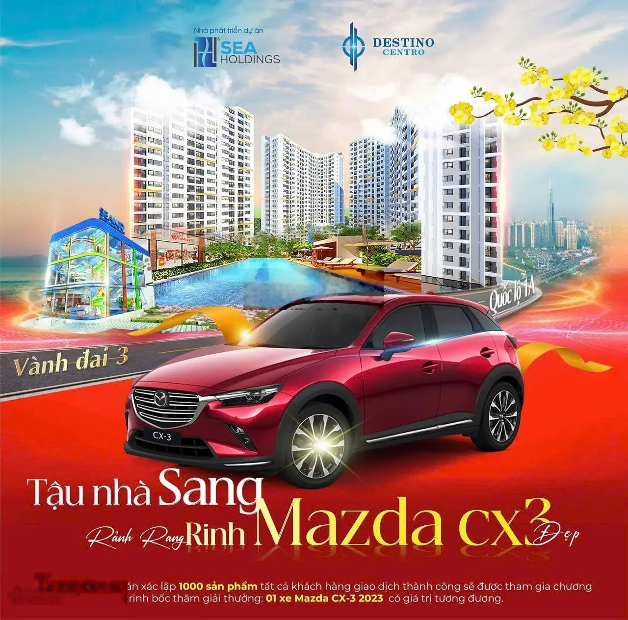 Sở hữu căn 2PN và 2wc và có cơ hội trúng xe Mazda tại Destino Centro