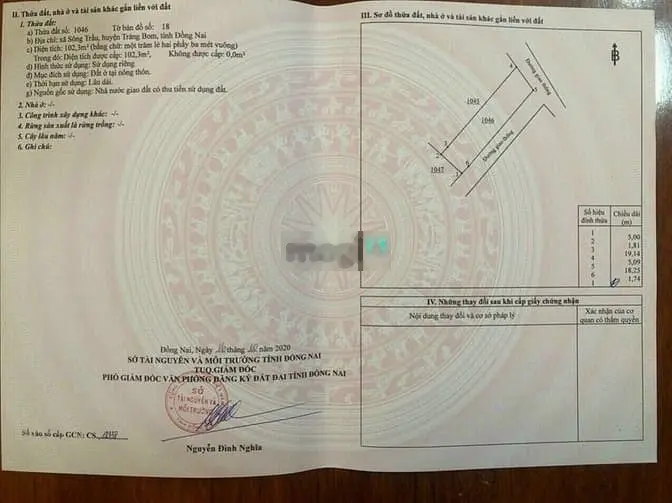 Bán lô đất thổ cư, góc 2 Mặt Tiền, Đường Sông Trầu 23, huyện Trảng Bom