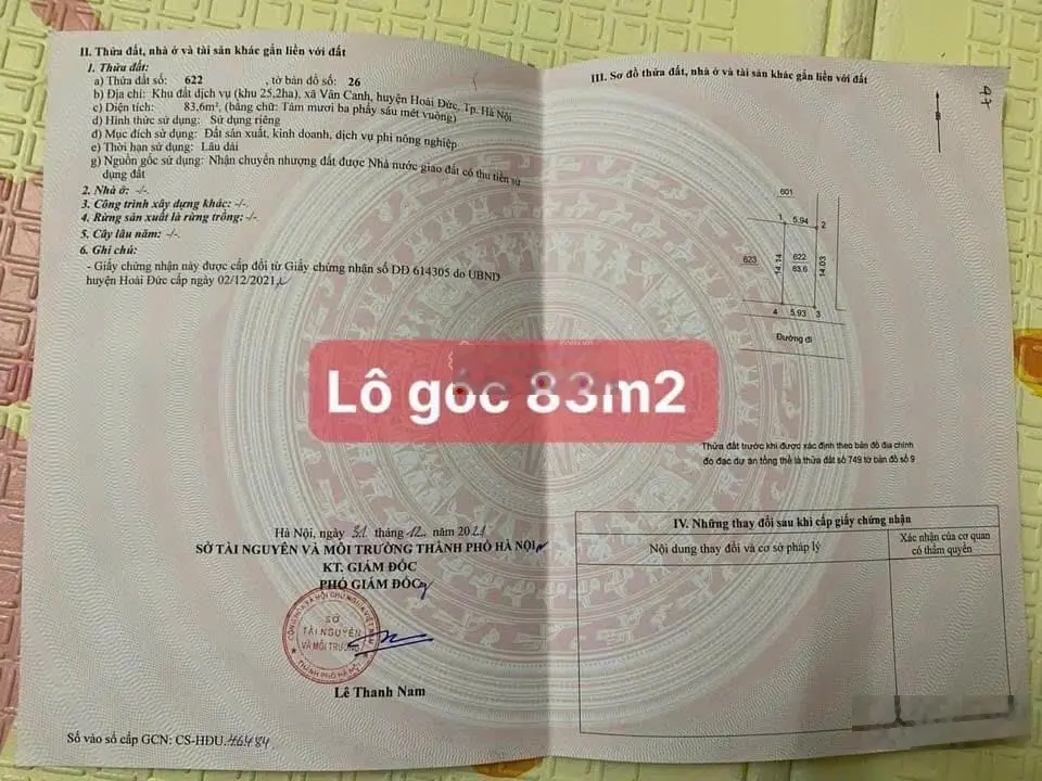 Bán lô góc khe thoáng 83m2 siêu vip khu 25,2ha Vân Canh