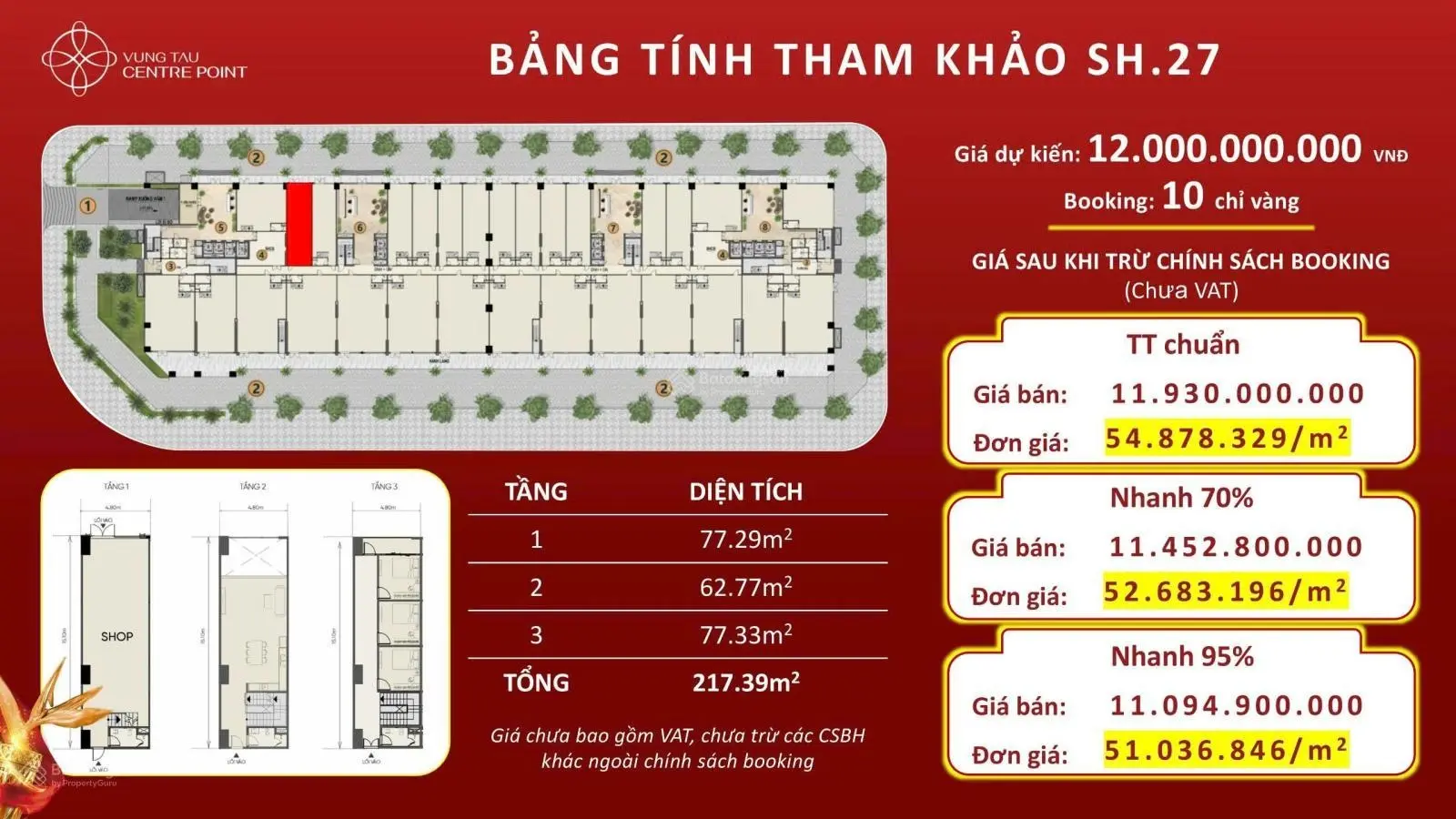 Vung Tau Centre Point - Căn shophouse 3 tầng thương mại mua trực tiếp CDT. Cho thuê đến 70 TR/tháng