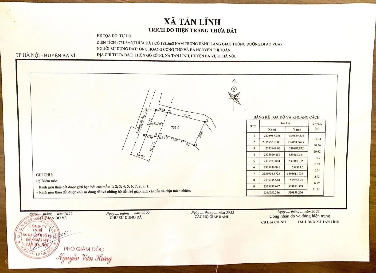 Chính chủ cần bán mặt đường Ao Vua gần Tỉnh Lộ 87A