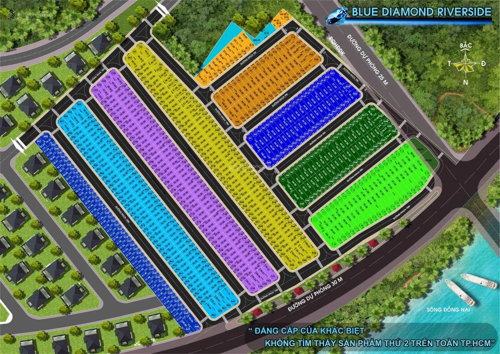 Bán lô đất ngộp 64m2(4x16), DA Blue Diamond Riverside, shr, sang tên ngay, P Long Phước, TP Thủ Đức