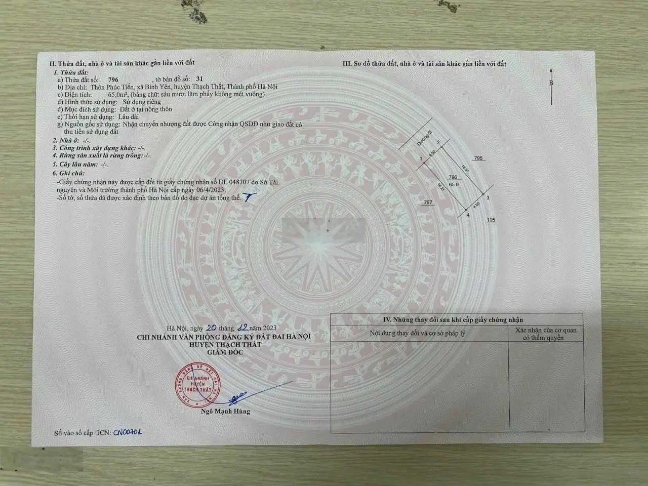 Chủ đất cầm sổ bán thu hồi vốn 65m2 Phúc Tiến, Bình Yên