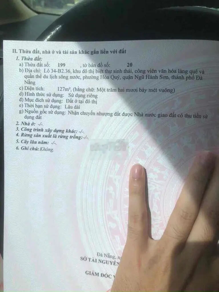 Bán lô góc 2 mặt tiền Nam Hoà Xuân - Đà Nẵng