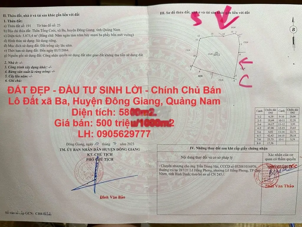 Chính Chủ Bán Lô Đất xã Ba, Huyện Đông Giang, Quảng Nam