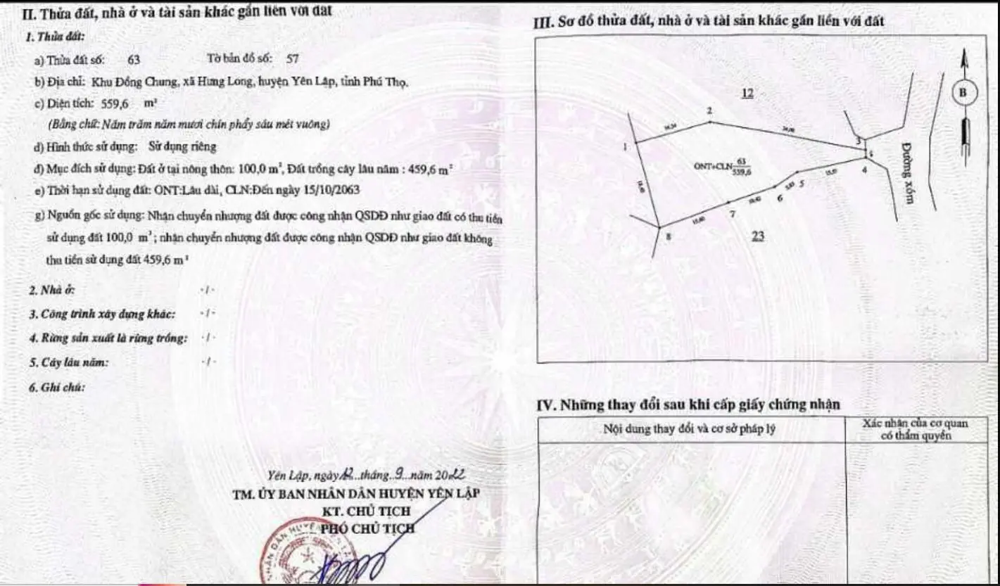 Bán 6000m2 có thổ cư tại thị trấn Yên Lập