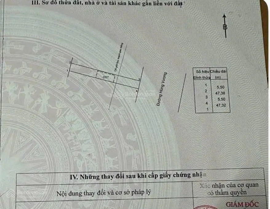 Bán mặt bằng đường hùng vương 5.5 x 47 60tc giá 3 tỷ 500 thị trấn ngã giao châu đức.
