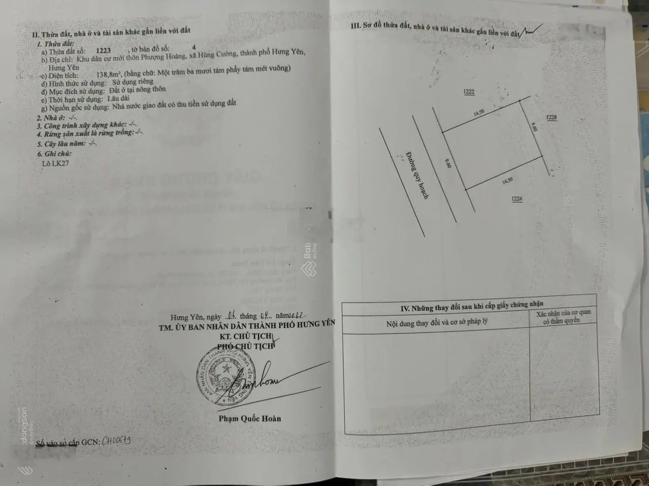 Chính chủ gửi bán đất Hùng Cường, Hưng Yên, Hưng Yên