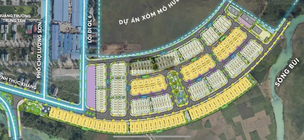 Lô biệt thự 270,8m2, MT 10.5m, hướng Tây Bắc, Phố Chợ Lương Sơn, giá nhỉnh 16 tỷ, sổ đỏ riêng