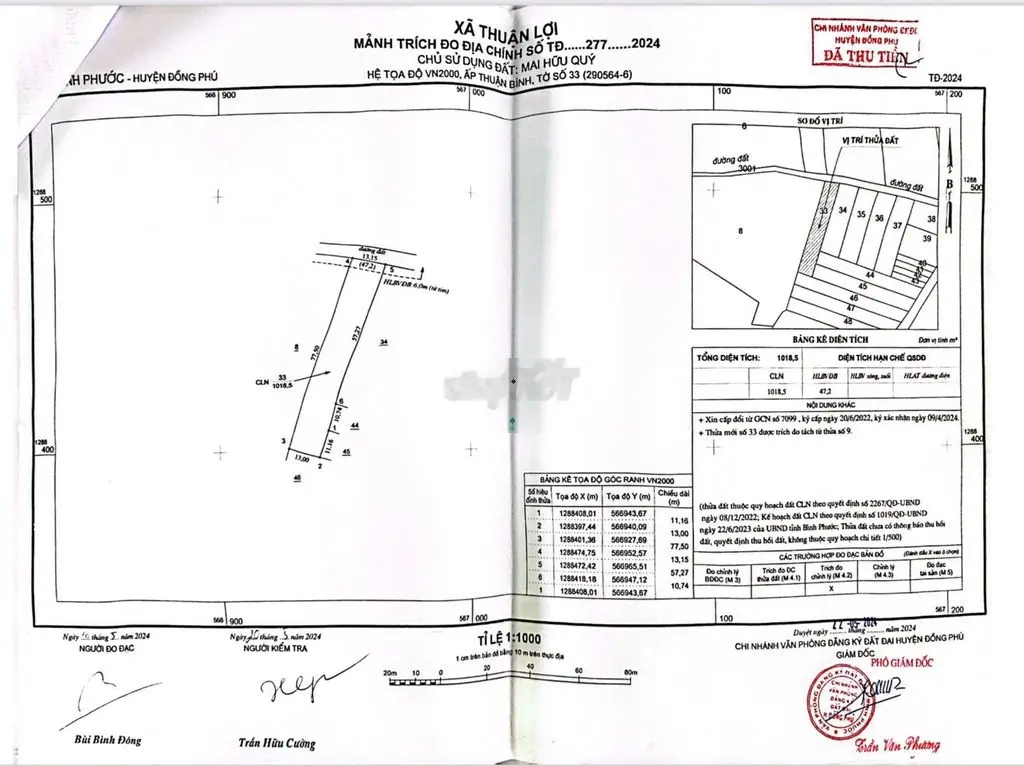 Lô đất sào Thuận Lợi