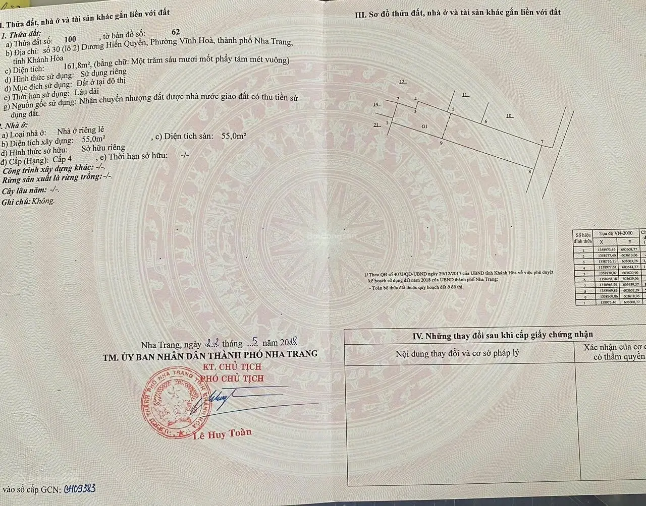 Bán đất hẻm 5m Phạm Văn Đồng, Vĩnh Hoà, Nha Trang, dt 161m2 (ngang 5,3m) hướng đông - Giá 55tr/m2