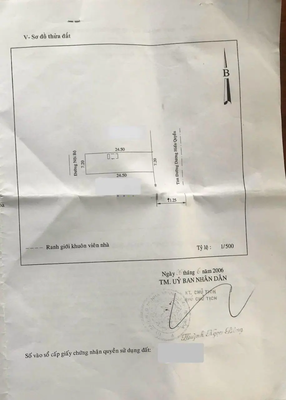 Bán đất đường Dương Hiến Quyền, Vĩnh Hoà, Nha Trang, dt 195m2 (ngang 7,2m) hướng đông - Giá 7,6 tỷ