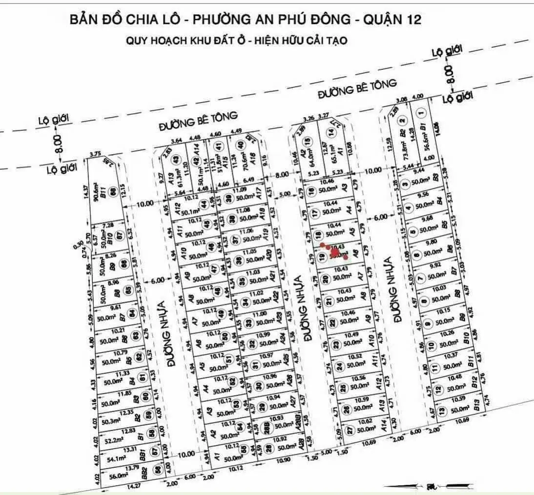 Đất đẹp 2 mặt tiền trước sau hẻm 12m khu vip Vườn Lài - ĐH Nguyễn Tất Thành DT 4.79m x 12m