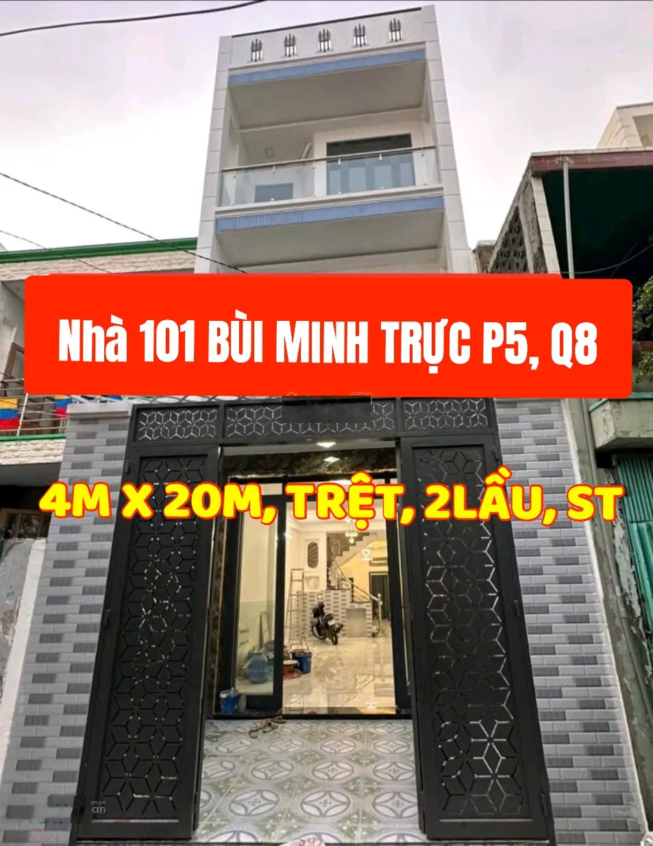 Nhà mới đẹp, 1trệt, 2 lầu, 2 Sân thượng, Ngang 4m x Dài 20m, đất đẹp, có nở hậu. Hoàn công 180,8m2