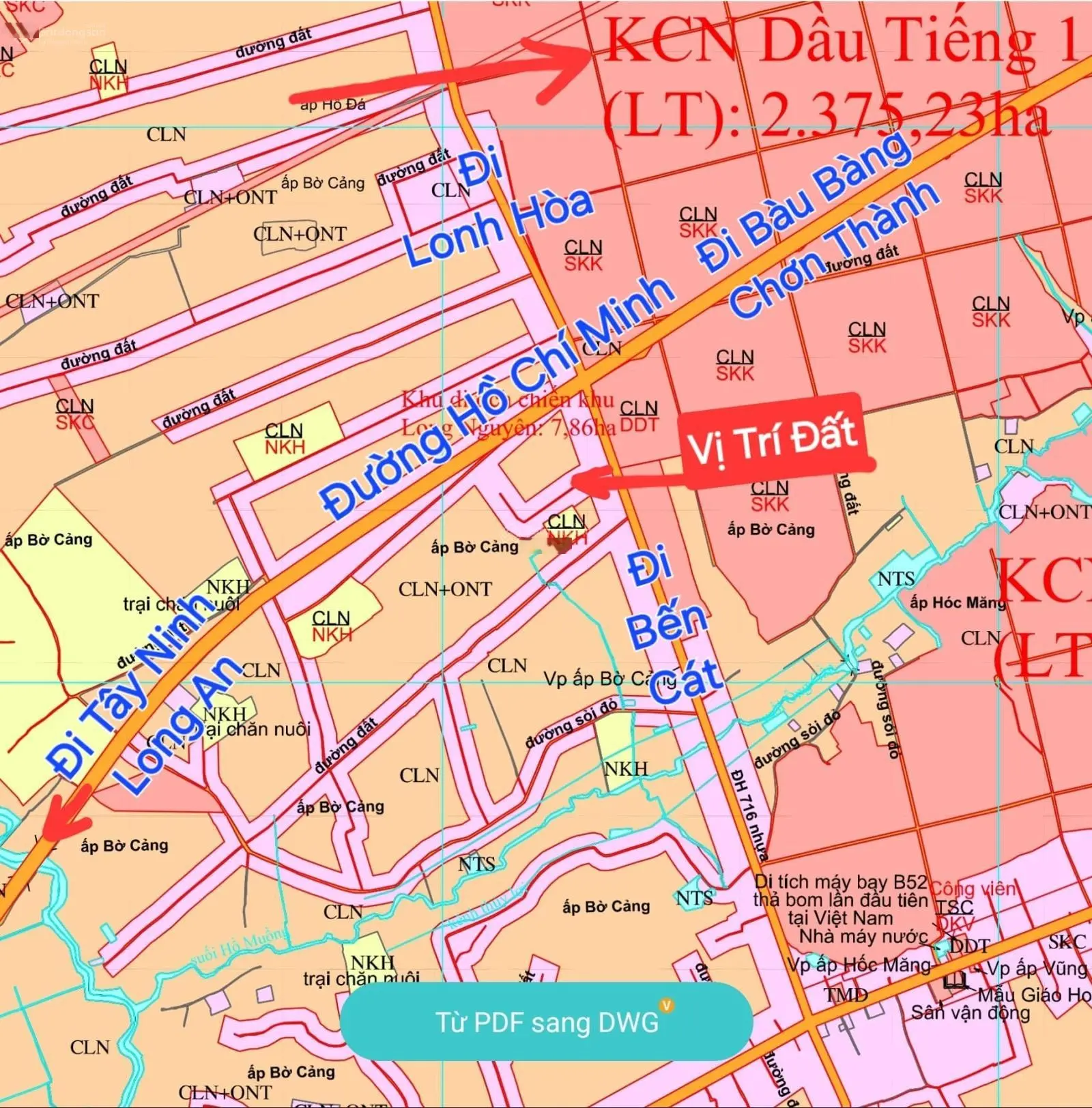 Đúng 550 triệu sở hữu lô đất đường nhựa sát đường Hồ Chí Minh, đối diện KCN Dầu Tiếng có bớt lộc