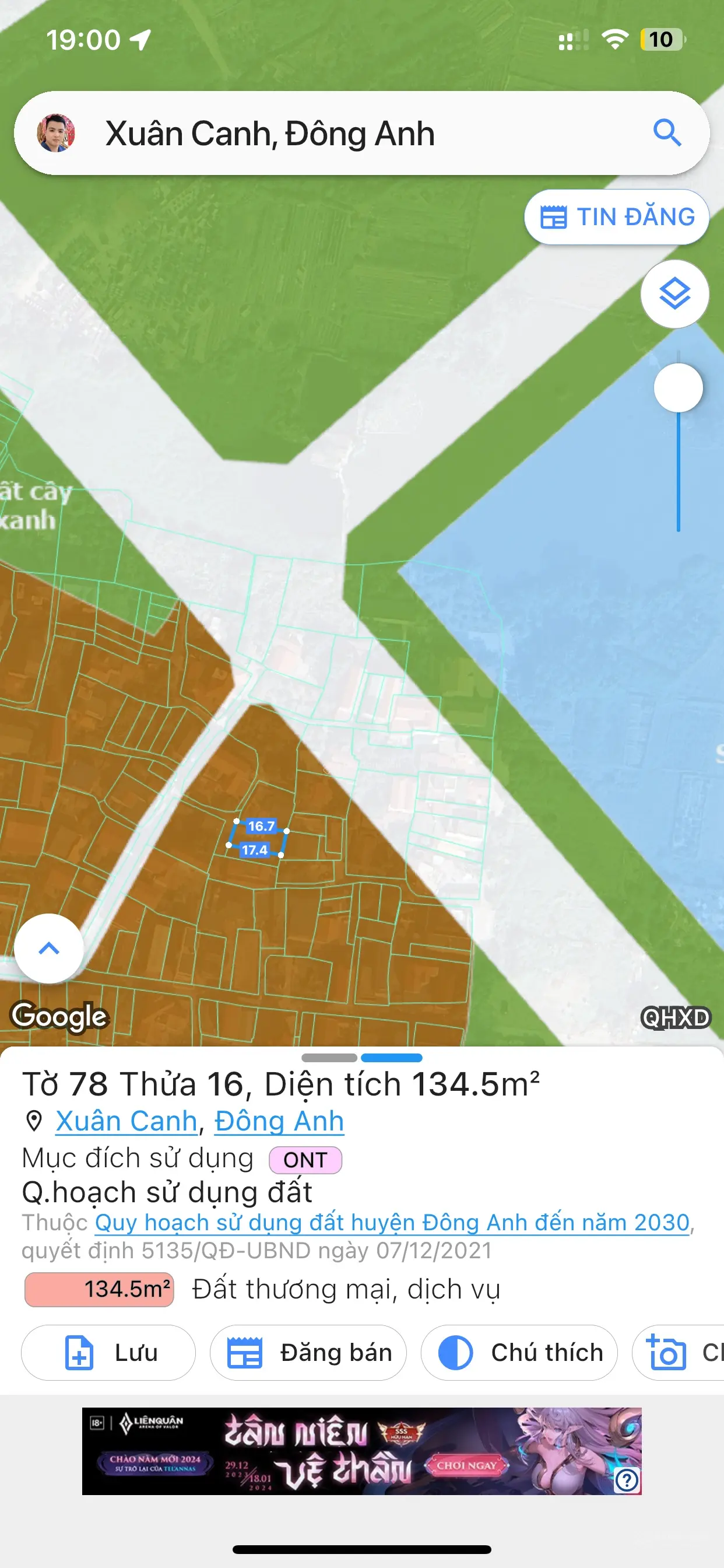 Bán lô đất khổ đẹp nhất nhì khu vực diện tích 133m2 tiền hậu 8m vuông đẹp sát bìa Vin Xuân Canh