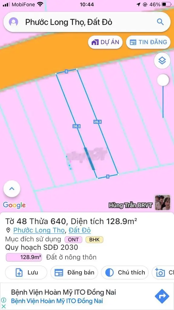 bán đất sau ủy ban xã PHƯỚC LONG THỌ CÁCH QL55 VÀI TRĂM MÉT GIÁ RẺ
