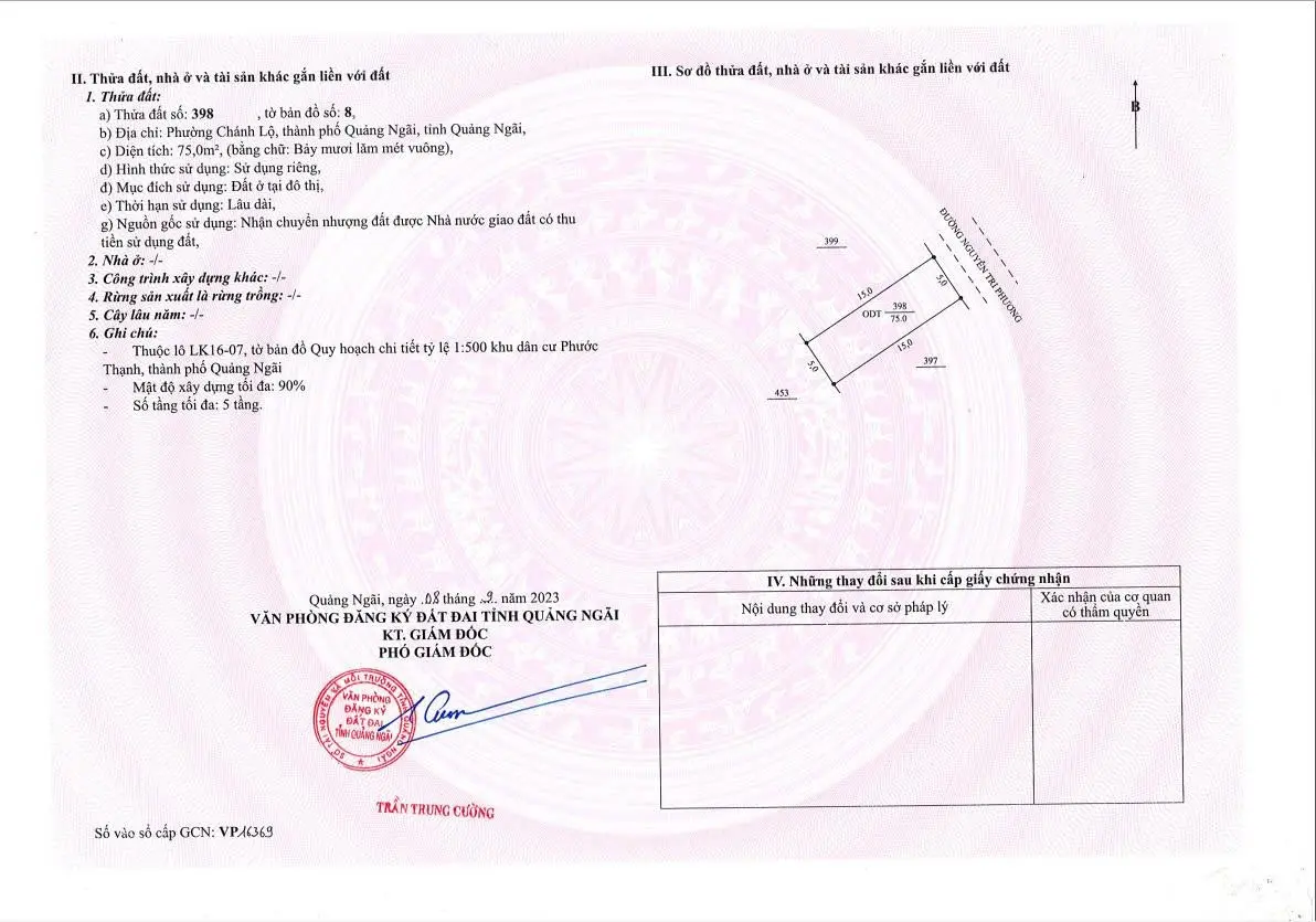 Bán đất mặt tiền Nguyễn Tri Phương thuộc KDC Phước Thạnh, sổ hồng sẵn, giá tốt nhất thị trường.