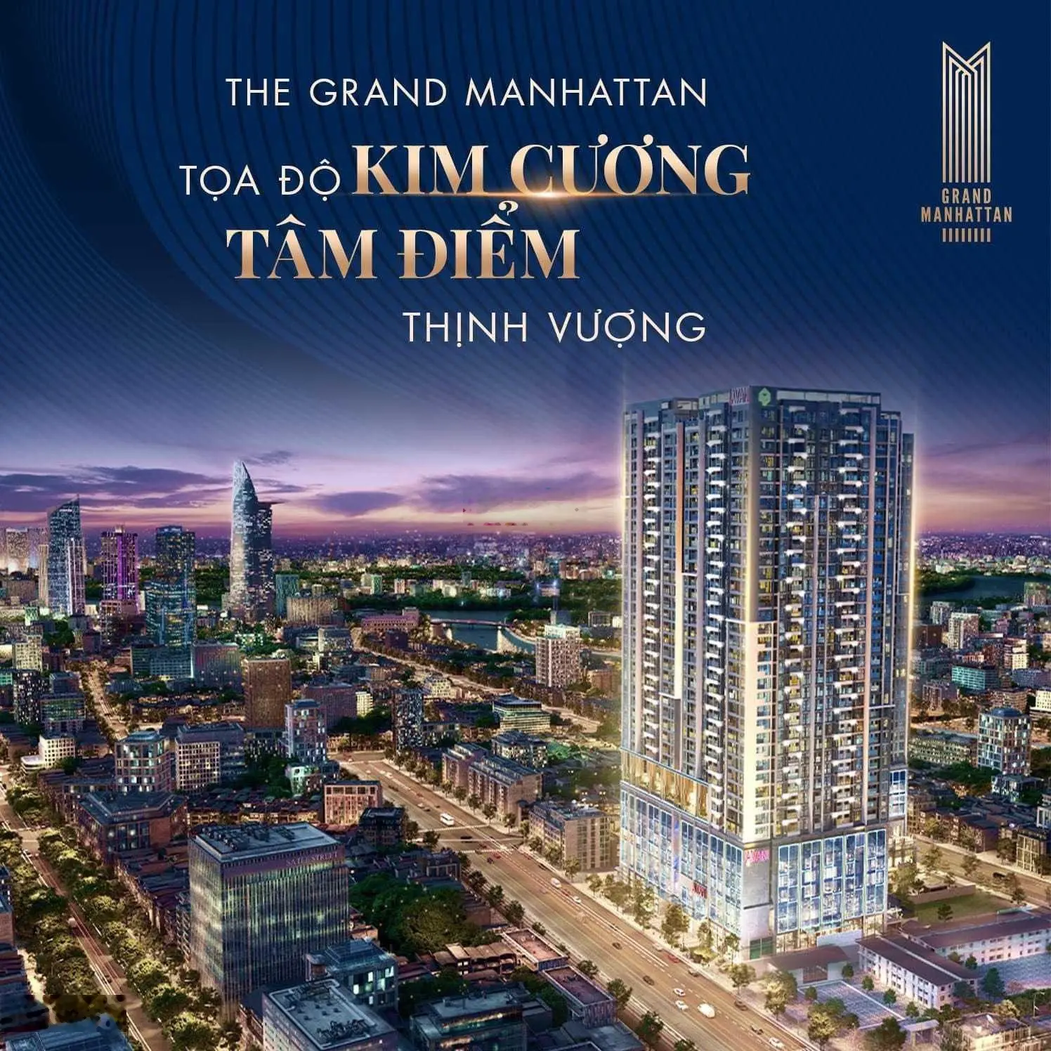 Ngộp Bán gấp căn hộ The Grand Manhattan Q1, căn 2PN 68m2 giá 8.5tỷ view sông SG