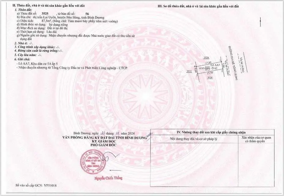 Bán lô đất ngay TTHC Bàu Bàng sổ sẵn giá 950 triệu