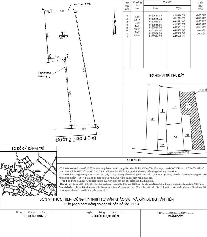 (Phát Mại) lô đất 8.5x41.5m Dương Bạch Mai - thị trấn Long Điền