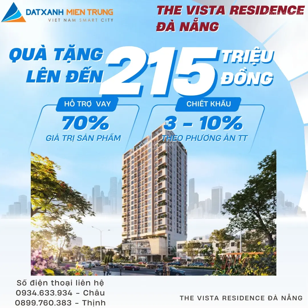 Chỉ 1,3 tỉ sở hữu ngay căn 2pn - mặt tiền xô viết nghệ tĩnh - vista residence đà nẵng