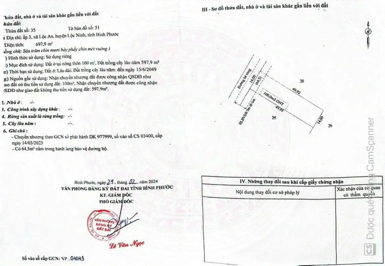 Nhà 697m2, Lộc An, Lộc Ninh, Bình Phước, giá 430 triệu, sổ hồng riêng, bao sổ sang tên, 100% tiền