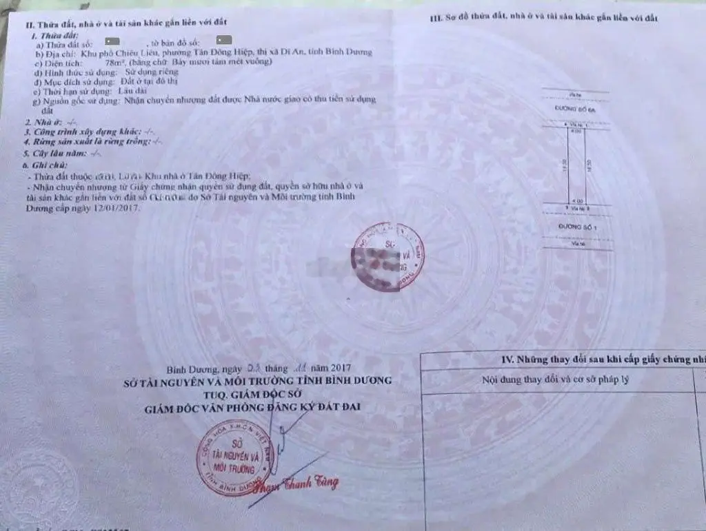 Bán nhà 2 mặt tiền giá 2,8 tỷ, diện tích 78 m2, tại Dĩ An, Bình Dương
