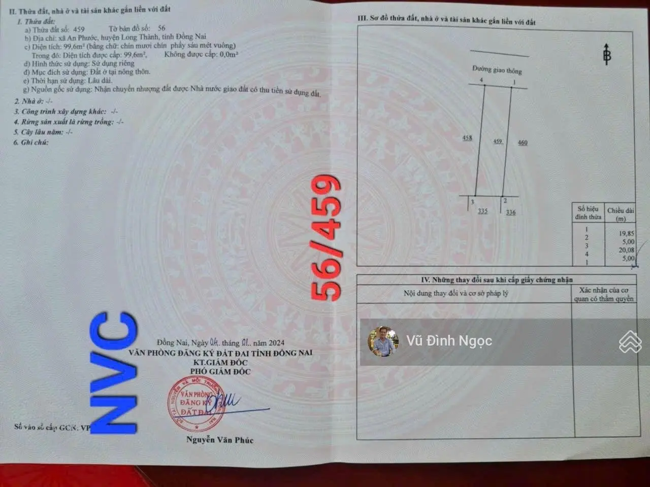 Bán đất ấp 1 an phước sát thị trấn Long Thành sổ riêng thổ cư 5x20