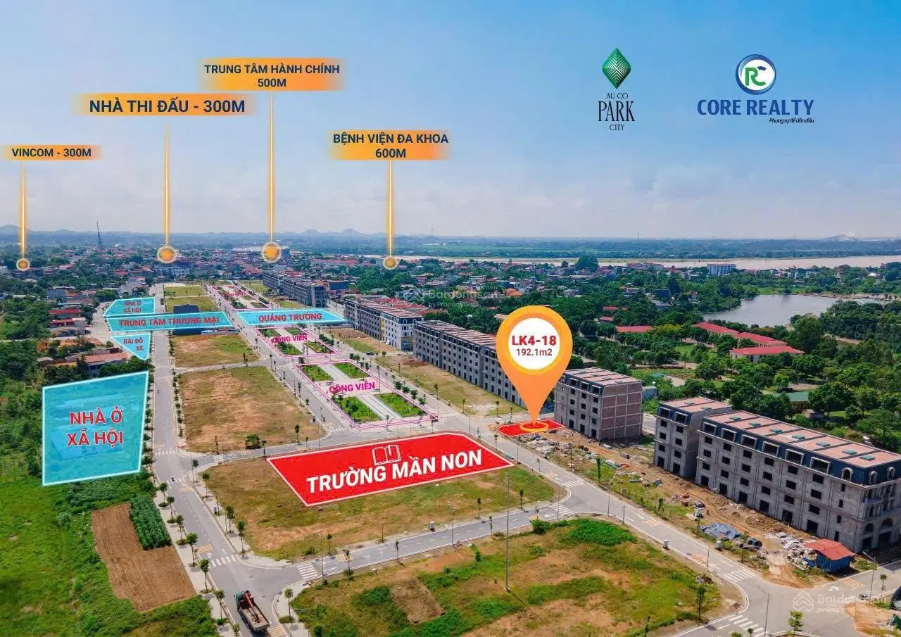 CHỈ 18TR/M2 LIỀN KỀ BIỆT THỰ KĐT ÂU CƠ PARK CITY PHÚ THỌ - DT 120M2 MT6M ĐÃ CÓ SỔ ĐỎ