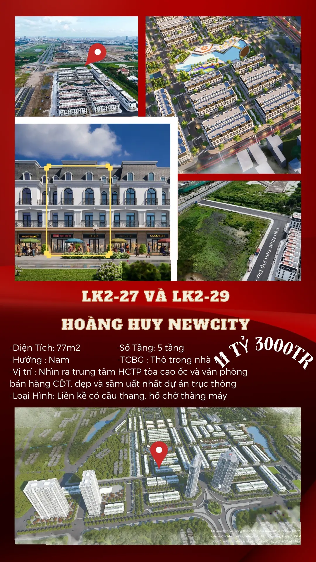 Chính chủ Hoàng Huy New City GĐ1 mặt liền kề 2 hướng Nam (đã giao dịch 1 căn) và liền kề 9 áp góc