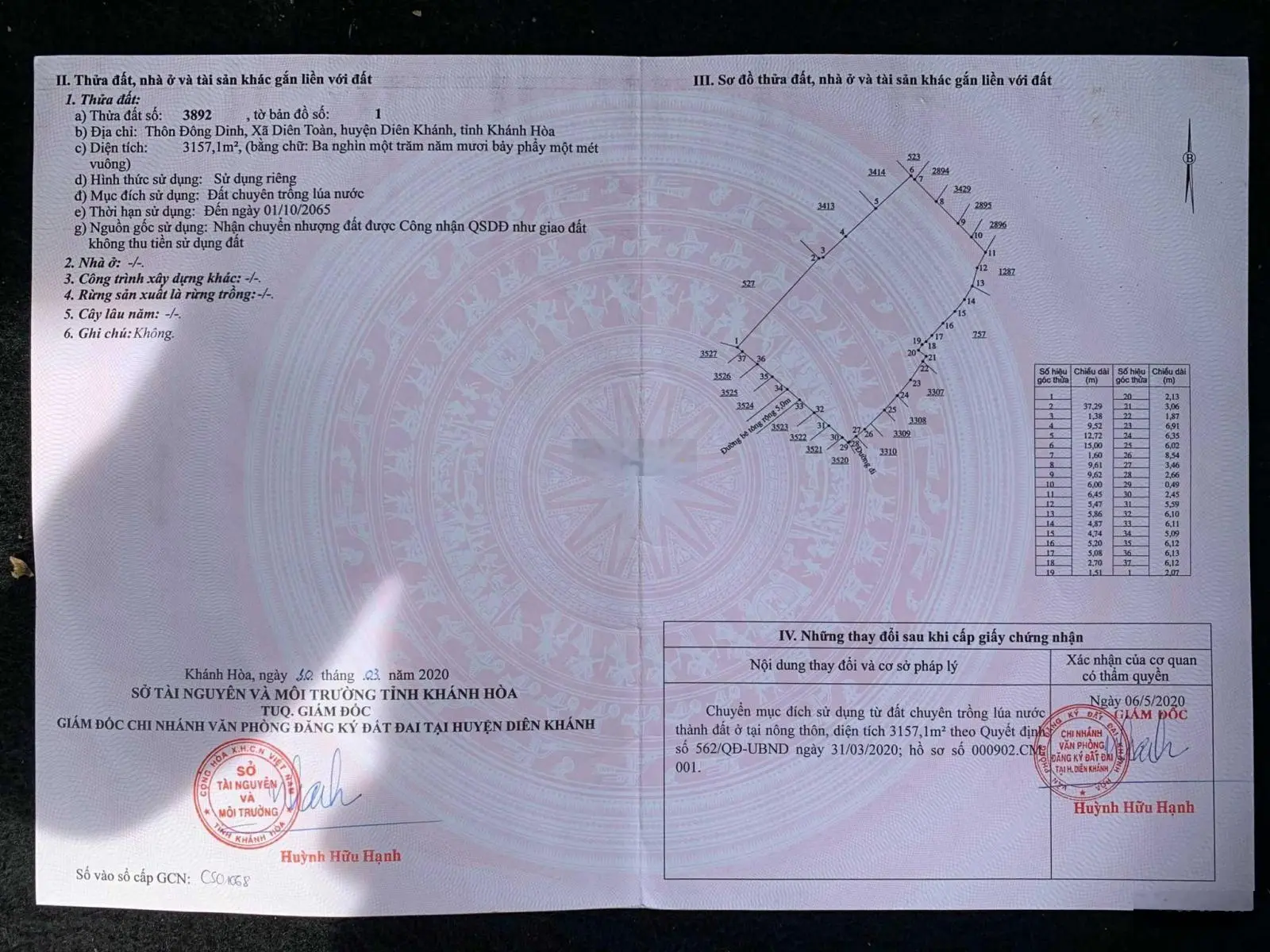 Bán lô đất rộng 3157m2 - full thổ cư. Sát khu TĐC Diên Toàn - cách Võ Nguyên Giáp chỉ 100m